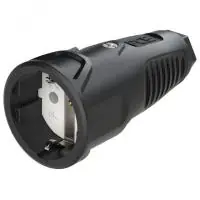 Розетка каб 16A/250V/2P+E/IP20 корпус черный, маркер черный - foto